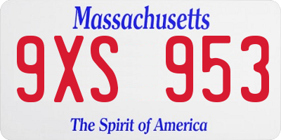 MA license plate 9XS953