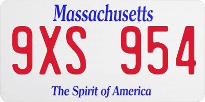 MA license plate 9XS954