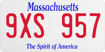 MA license plate 9XS957