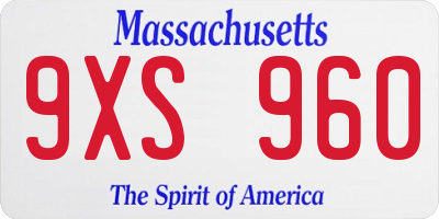 MA license plate 9XS960