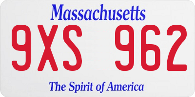 MA license plate 9XS962