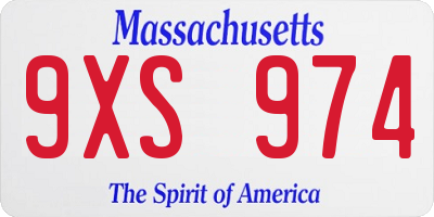 MA license plate 9XS974