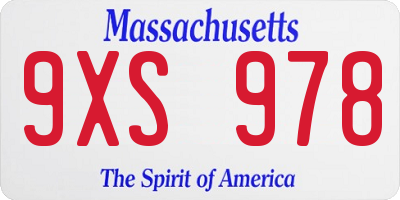 MA license plate 9XS978