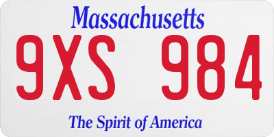 MA license plate 9XS984
