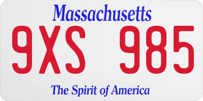 MA license plate 9XS985