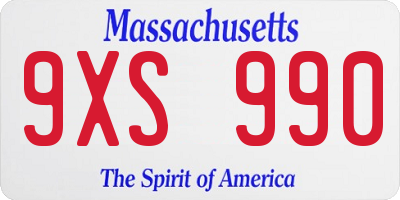 MA license plate 9XS990