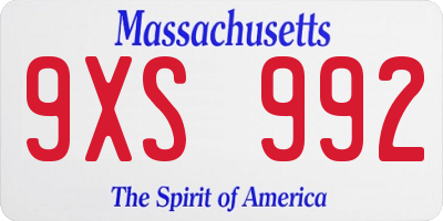 MA license plate 9XS992
