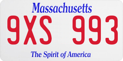MA license plate 9XS993