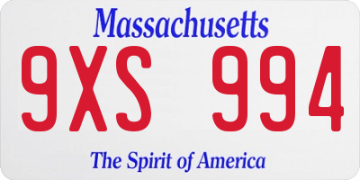 MA license plate 9XS994