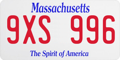 MA license plate 9XS996