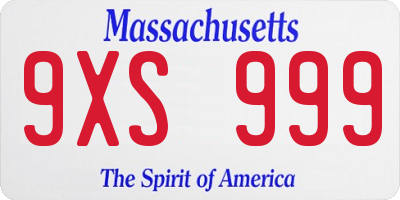 MA license plate 9XS999