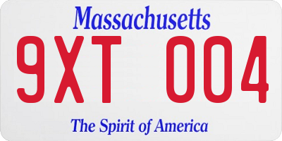 MA license plate 9XT004