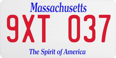 MA license plate 9XT037