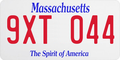 MA license plate 9XT044