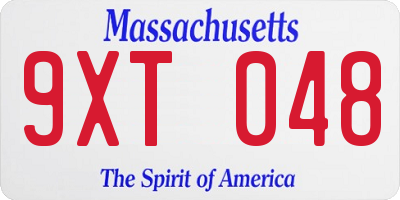 MA license plate 9XT048