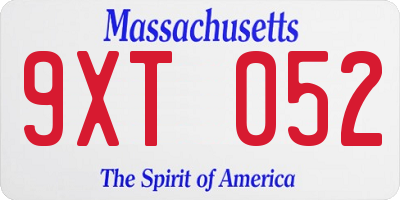 MA license plate 9XT052