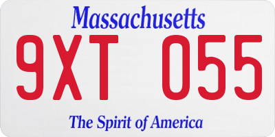 MA license plate 9XT055