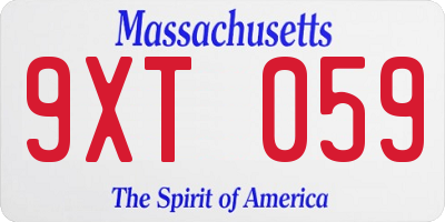 MA license plate 9XT059