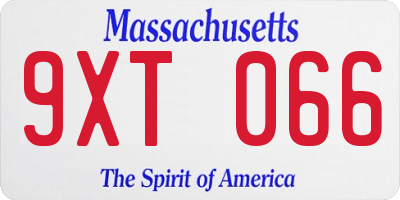 MA license plate 9XT066
