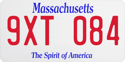 MA license plate 9XT084