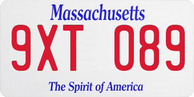 MA license plate 9XT089