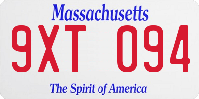 MA license plate 9XT094