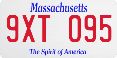 MA license plate 9XT095