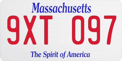 MA license plate 9XT097