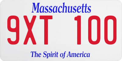 MA license plate 9XT100