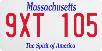 MA license plate 9XT105