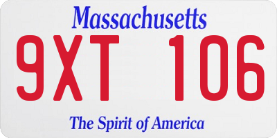 MA license plate 9XT106