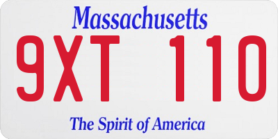 MA license plate 9XT110