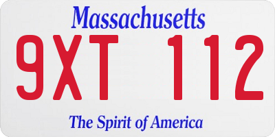 MA license plate 9XT112