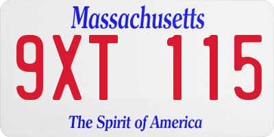 MA license plate 9XT115