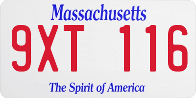 MA license plate 9XT116