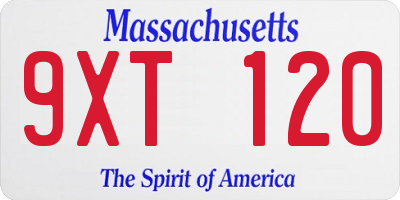 MA license plate 9XT120