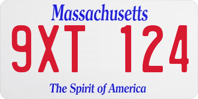 MA license plate 9XT124
