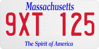 MA license plate 9XT125