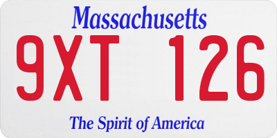 MA license plate 9XT126