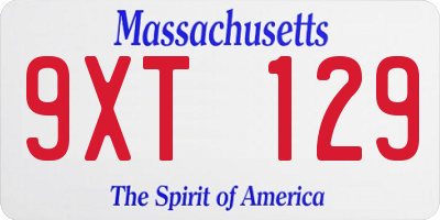 MA license plate 9XT129