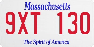 MA license plate 9XT130