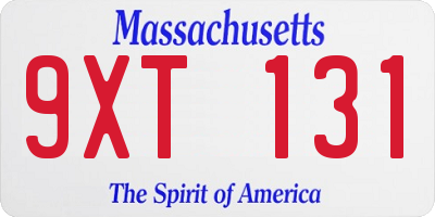 MA license plate 9XT131