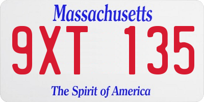 MA license plate 9XT135