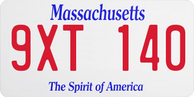 MA license plate 9XT140