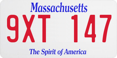 MA license plate 9XT147