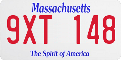MA license plate 9XT148