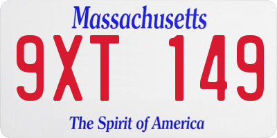 MA license plate 9XT149