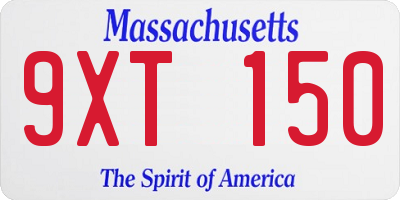 MA license plate 9XT150