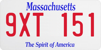 MA license plate 9XT151