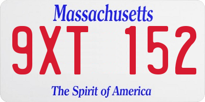 MA license plate 9XT152